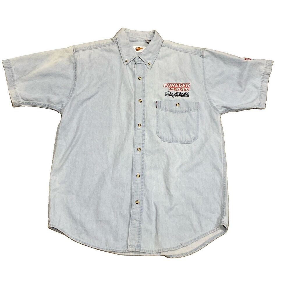 Vintage Dale Earnhardt Jr Denim Shirt Mens L NASCAR Winners Circle